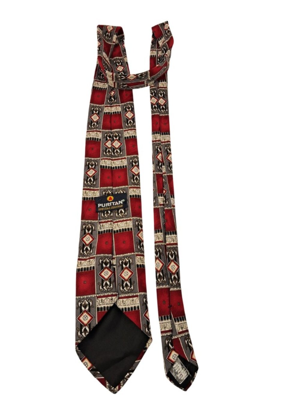 Puritan Special Edition Mens Red & Gray Geometric Pattern Tie 58” USA - Picture 3 of 7